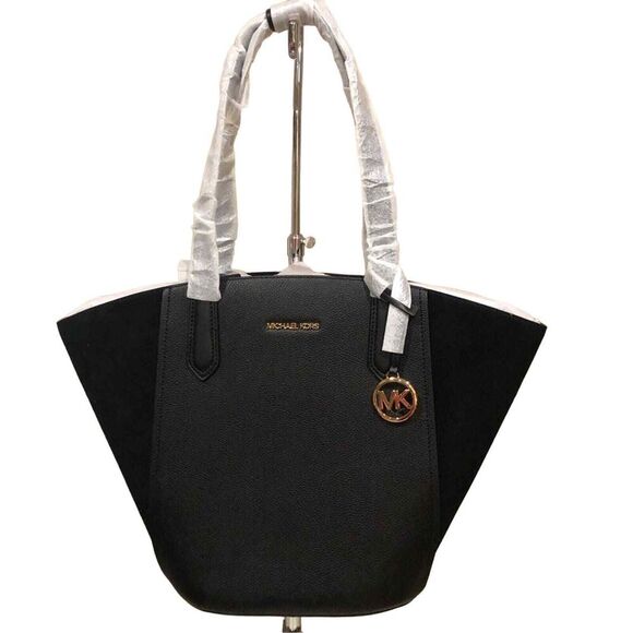 MICHAEL KORS Portia Black Large Stunning Leather & Suede Tote NWT - Picture 1 of 5